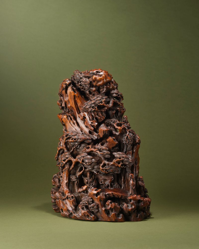 十八世紀　黃楊木雕八仙祝壽圖擺件 | A VERY FINE BOXWOOD 'MOUNTAIN AND EIGHT IMMORTALS' CARVING - 图1