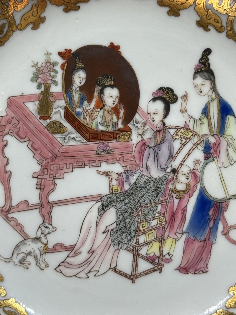 清雍正-乾隆 广珐琅仕女图杯碟一套 - 图13