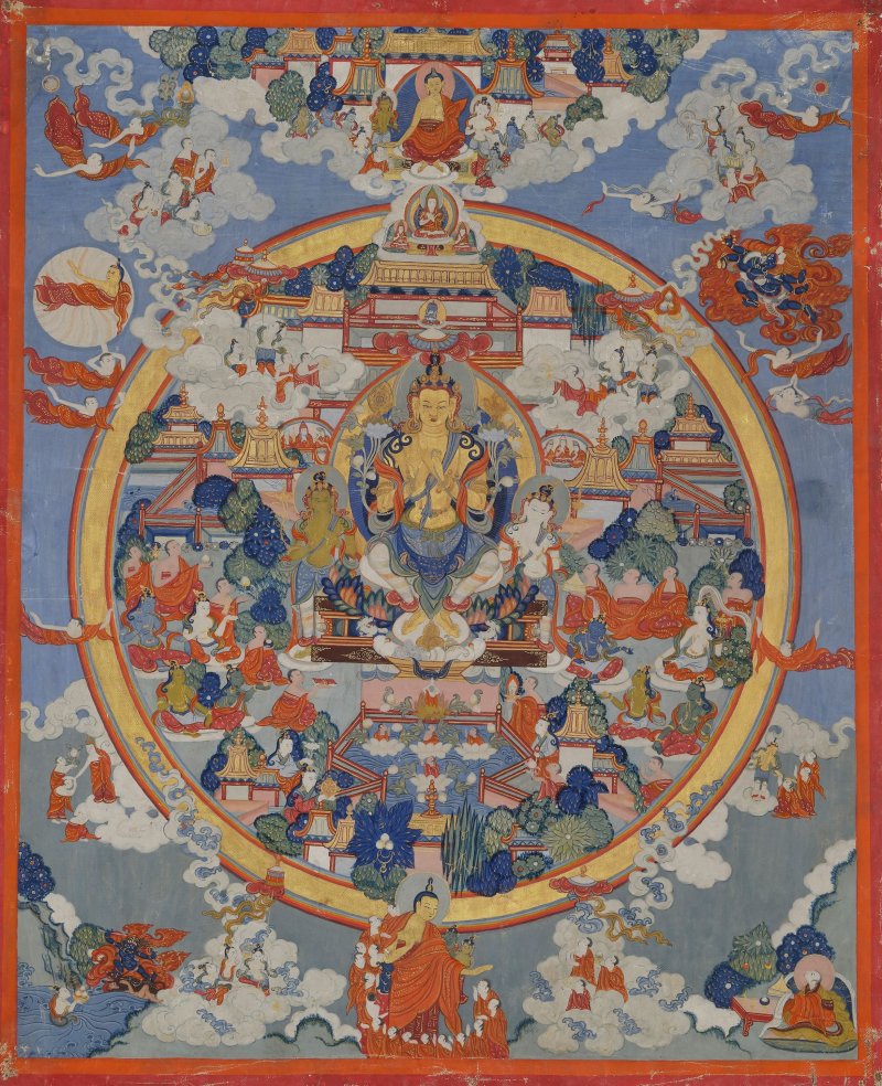 西藏 約十九世紀 彌勒淨土唐卡 | A THANGKA OF MAITREYA IN HIS PURE LAND - 图3