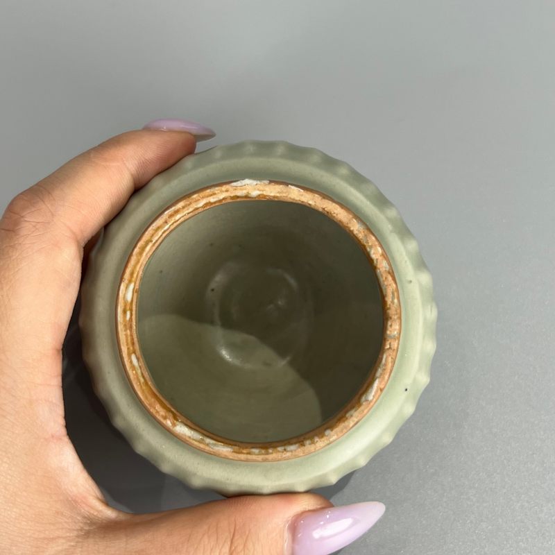 明代 龙泉窑青釉菊瓣纹盖罐 - 图11