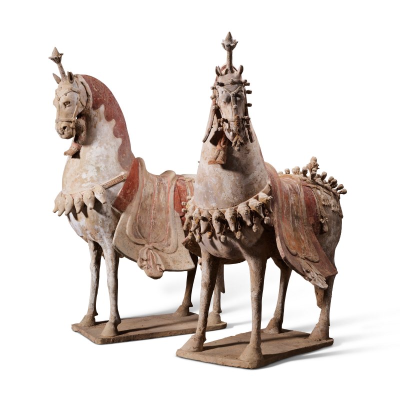 北齊 陶彩繪馬一對  NORTHERN QI DYNASTY (550-577) - 图1