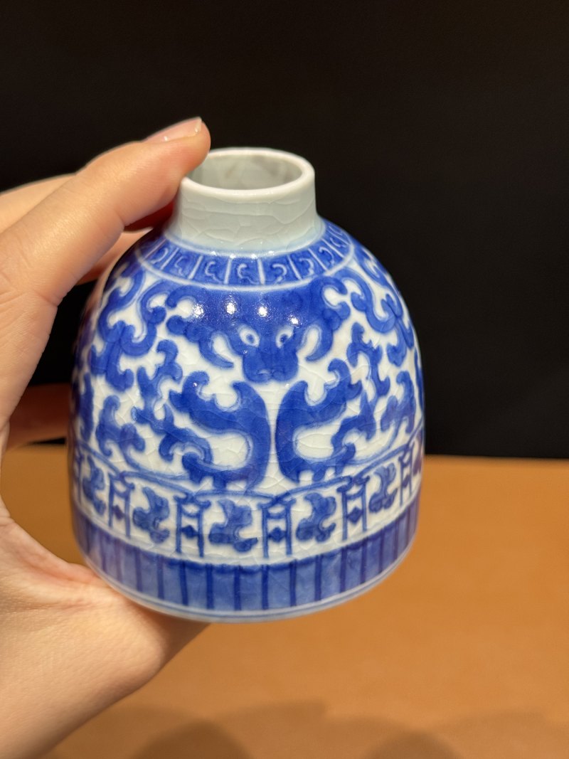 清雍正 青花螭龙纹水盂 - 图6