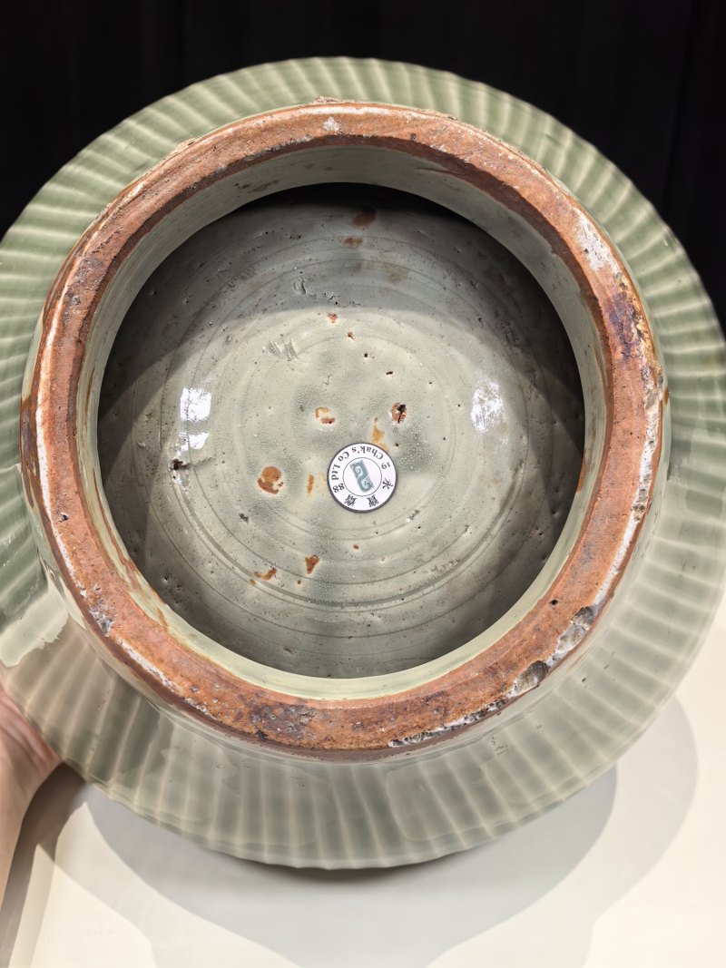 元-明 龙泉窑青釉荷叶盖罐一对 - 图34