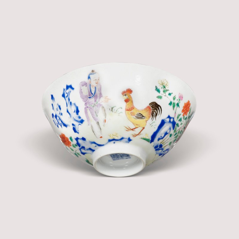 清乾隆 粉彩詩文雞缸蓋盌 六字篆書款  QIANLONG SIX-CHARACTER SEAL MARKS IN UNDERGLAZE BLUE AND OF THE PERIOD (1736-1795) - 图5