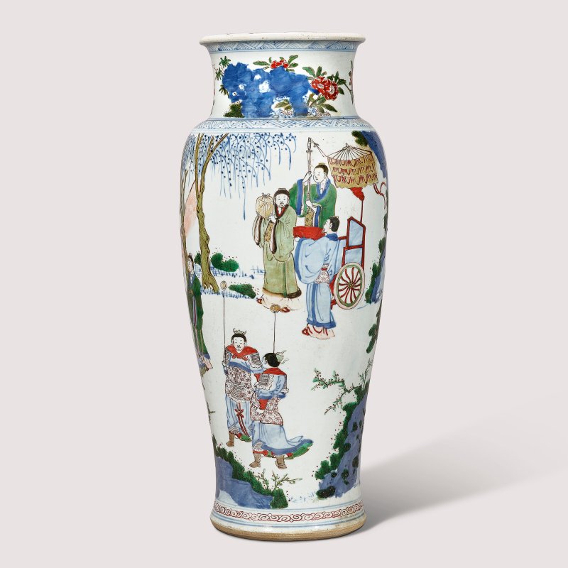 清順治 五彩文王渭水求賢圖觀音尊  SHUNZHI PERIOD (1644-1661) - 图2