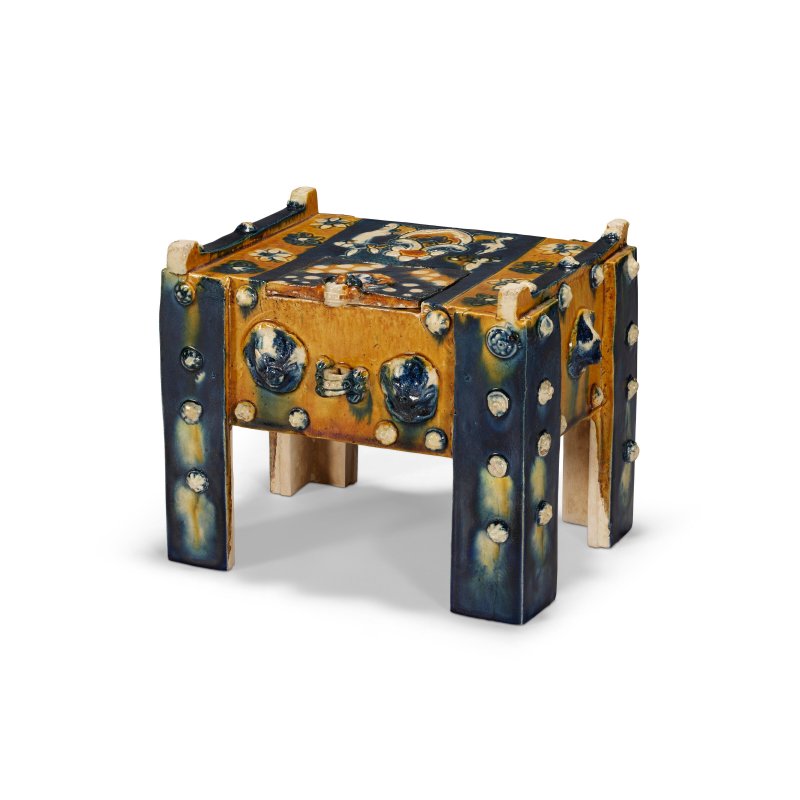 A RARE SANCAI AND BLUE-GLAZED MONEY CHEST  TNAG DYNASTY (618-907) - 图1