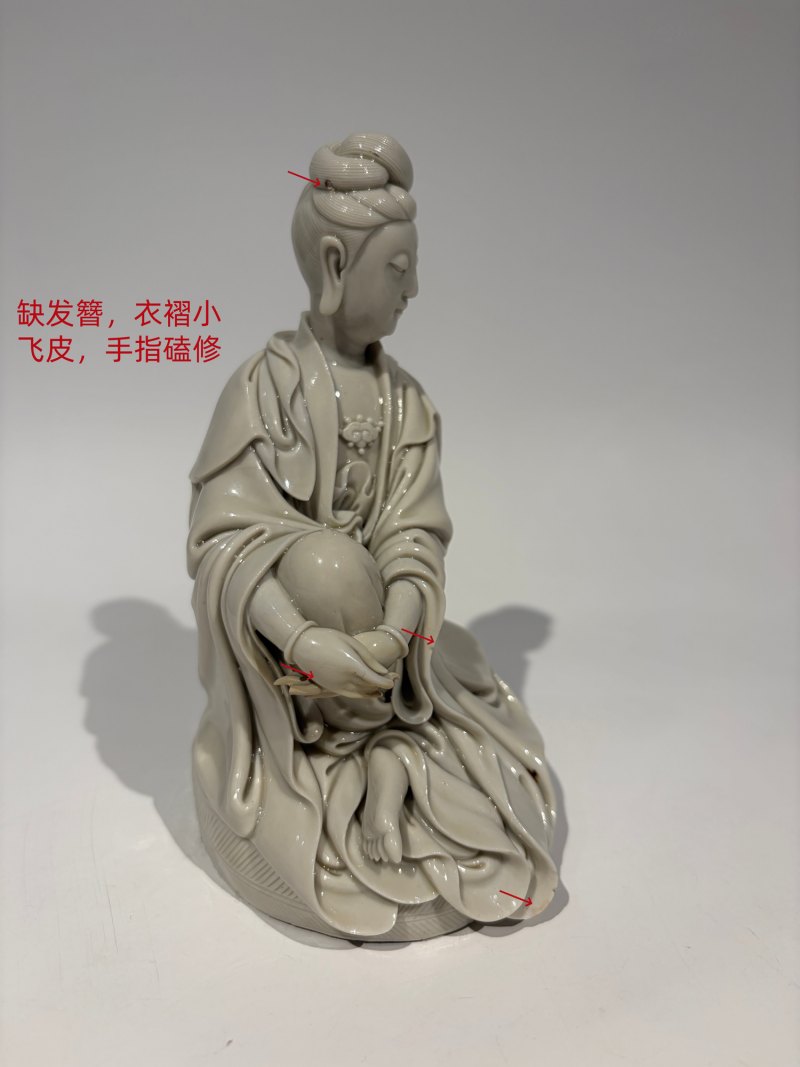 明 何朝宗制德化白釉自在观音坐像 - 图20