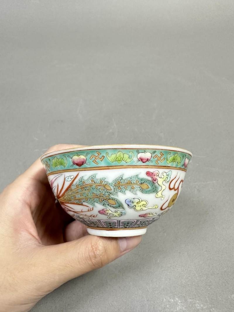    粉彩龙凤纹茶碗 - 图5