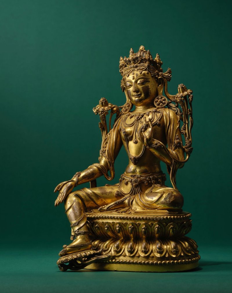 明 永樂（1403-24年）銅鎏金綠度母像 | A GILT COPPER ALLOY FIGURE OF GREEN TARA - 图4
