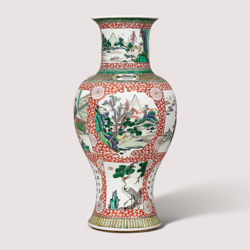 清康熙 五彩描金開光詩文仕女圖觀音尊  KANGXI PERIOD (1662-1722) - 图4