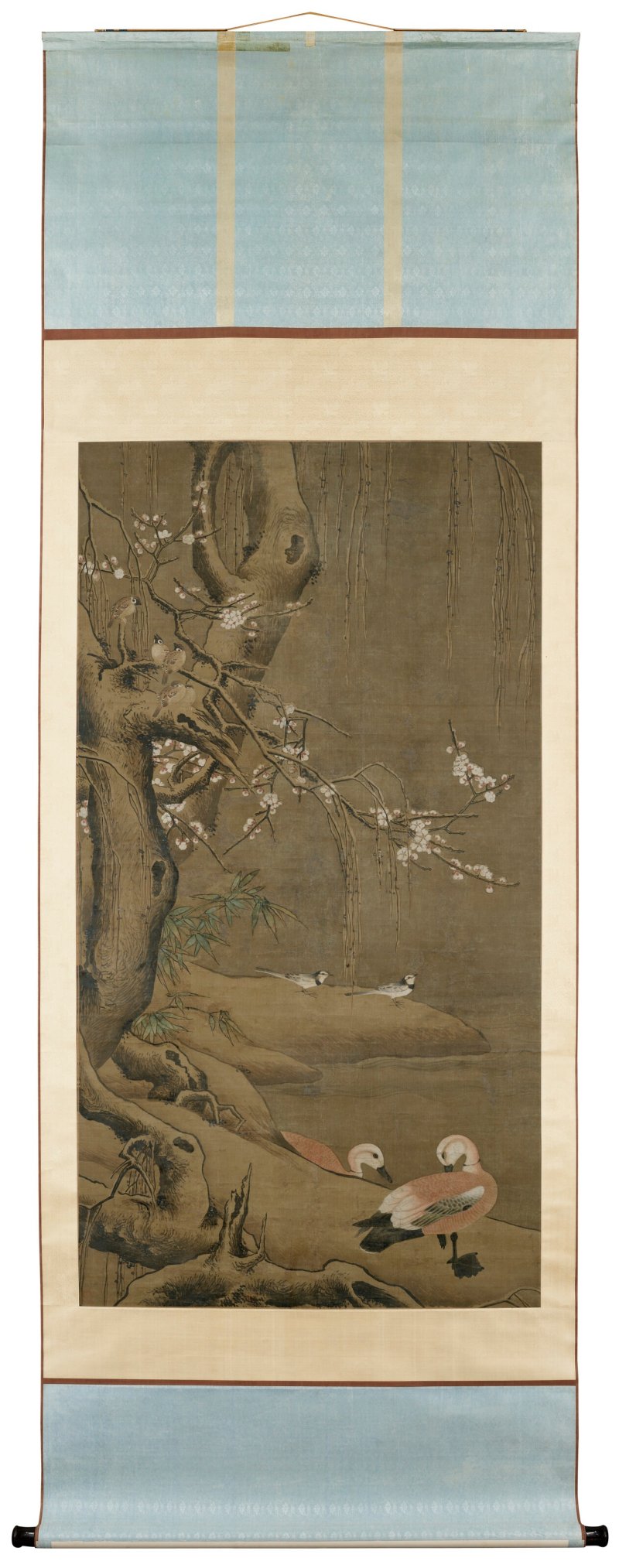 明 呂紀（傳，1475-1503）  梅柳聚禽圖 - 图2