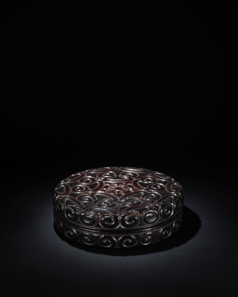 元　剔犀黑漆如意雲紋圓蓋盒 | A TIXI BLACK LACQUER BOX AND COVER - 图4