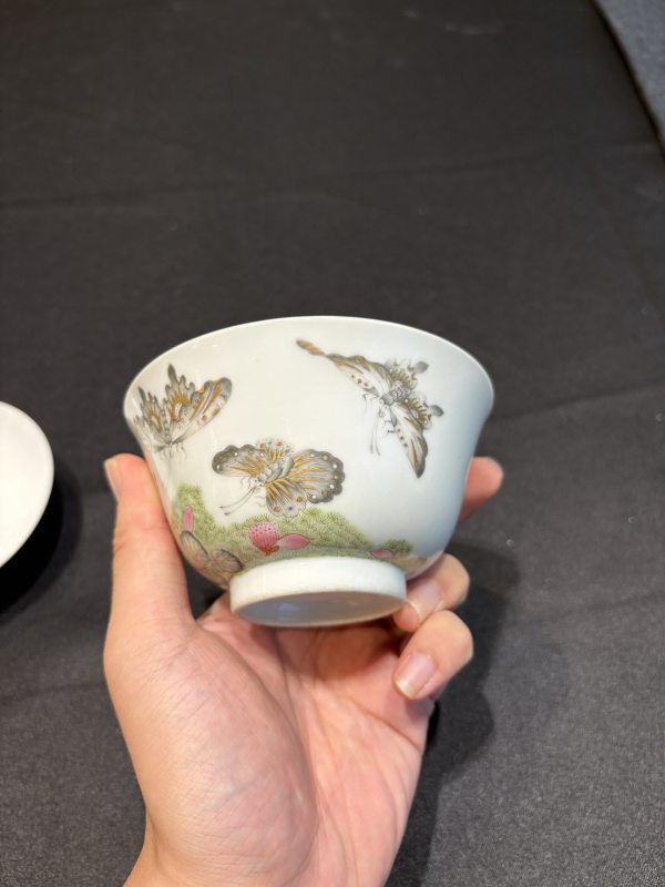 清道光 “月舫雅製”款粉彩蝴蝶紋蓋碗 - 图15