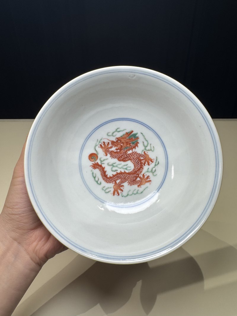 清道光 青花五彩龙凤纹碗一对 - 图14
