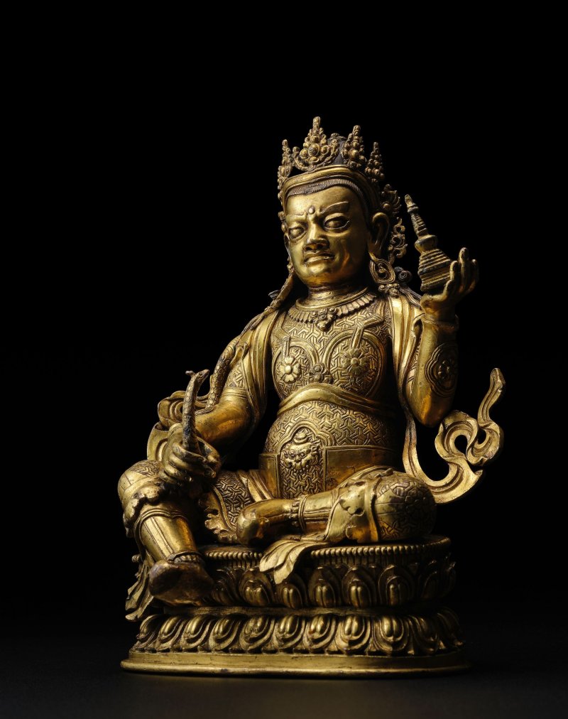 西藏 十六世紀 銅鎏金西方廣目天王像 | A GILT COPPER ALLOY FIGURE OF VIRUPAKSHA - 图4