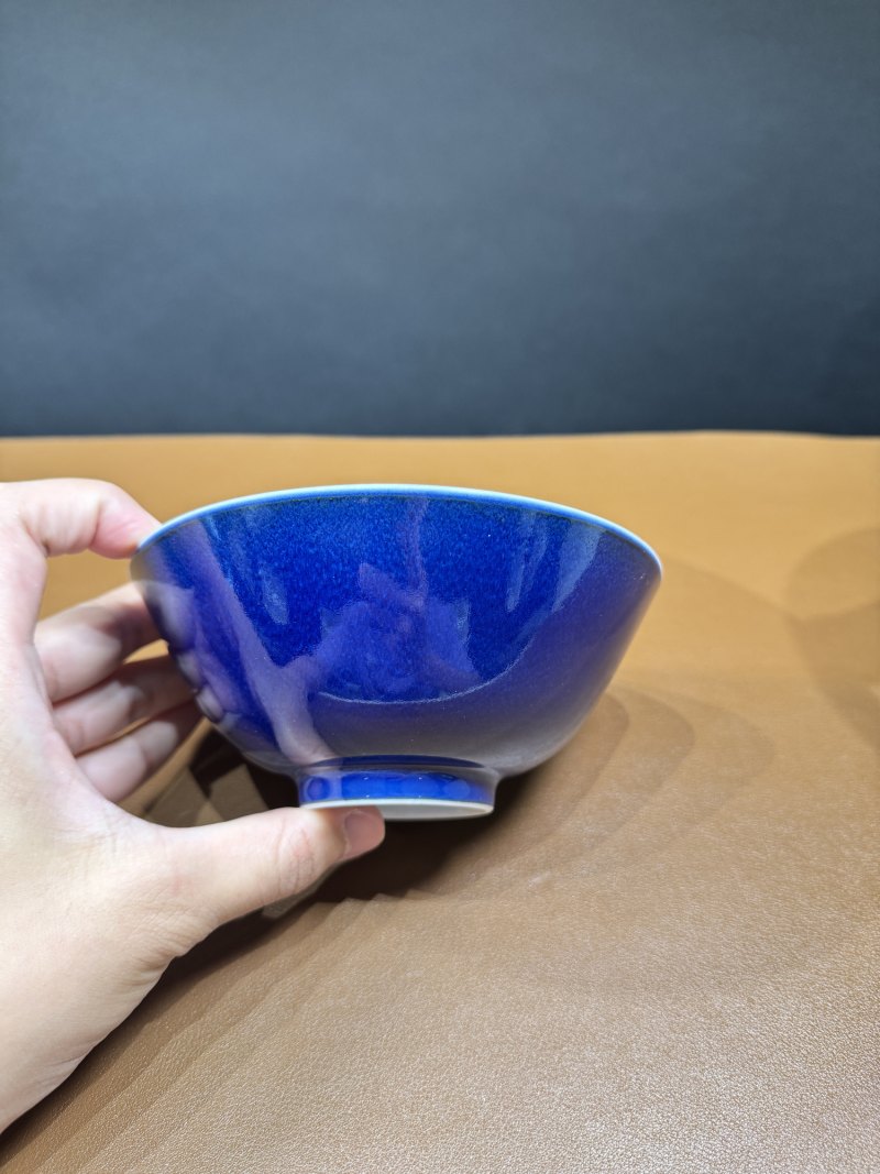 清雍正 霁蓝釉碗一对 - 图4