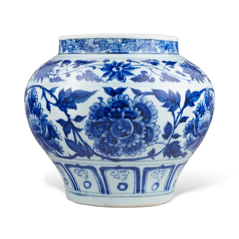 元 青花纏枝牡丹紋罐  YUAN DYNASTY (1279-1368)