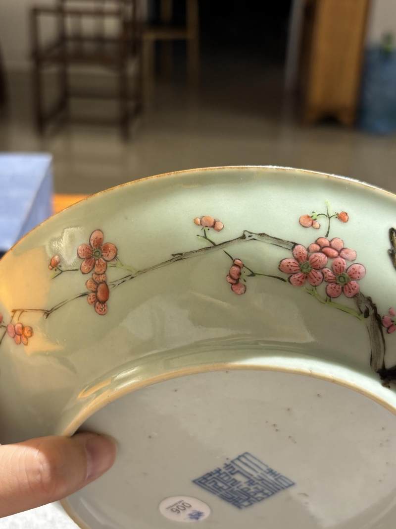    清乾隆 青釉粉彩过枝梅花盘 - 图8