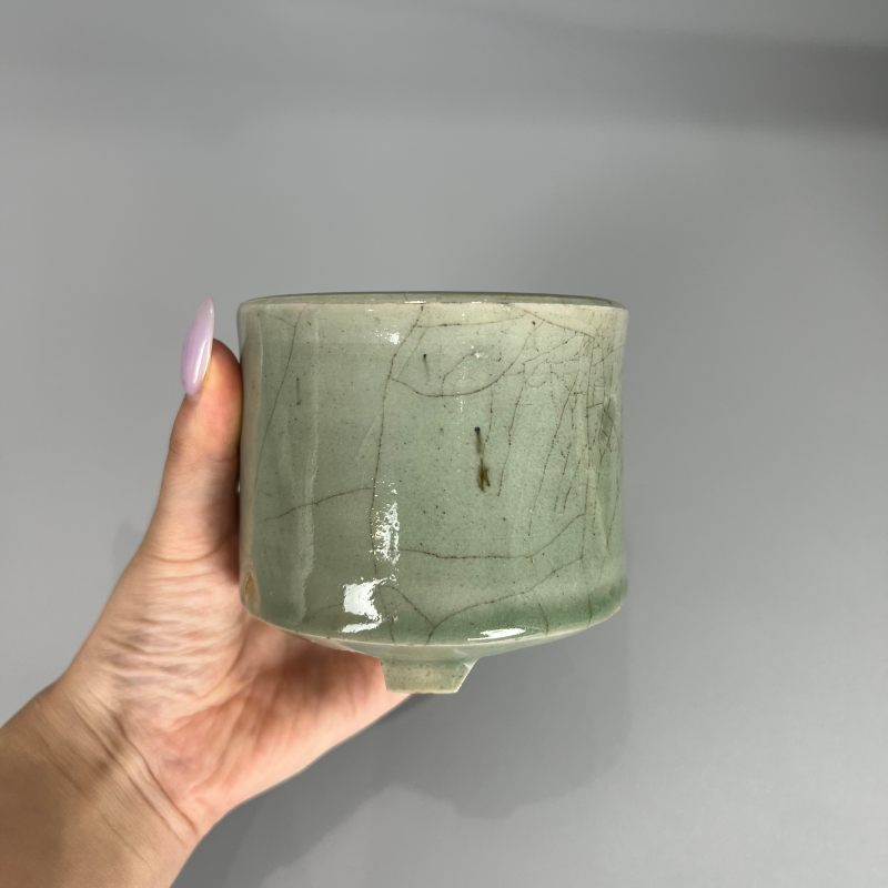 明代 龙泉窑青釉琴炉 - 图5