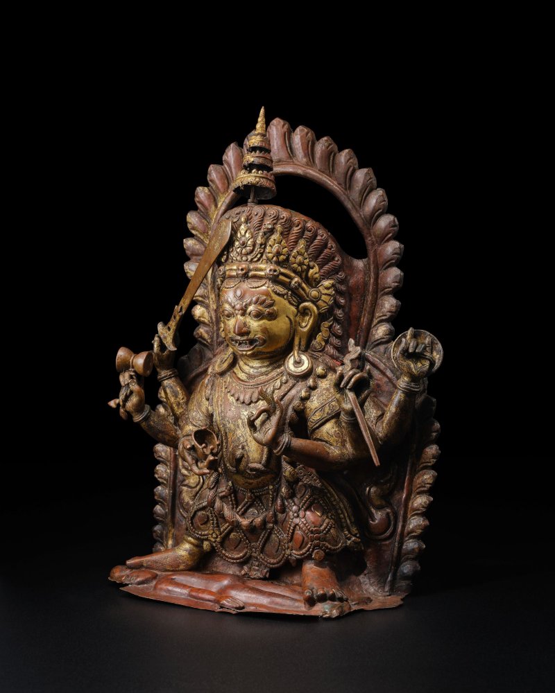 尼泊爾 十七世紀 銅鎏金錘揲陪臚像 | A GILT COPPER ALLOY REPOUSSE FIGURE OF BHAIRAVA - 图4