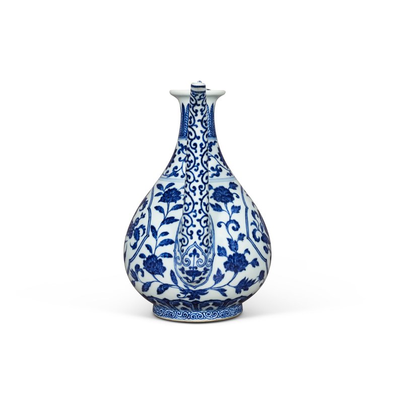 清乾隆 青花開光花果紋執壺 六字篆書款  QIANLONG SIX-CHARACTER SEAL MARK IN UNDERGLAZE BLUE AND OF THE PERIOD (1736-1795) - 图4