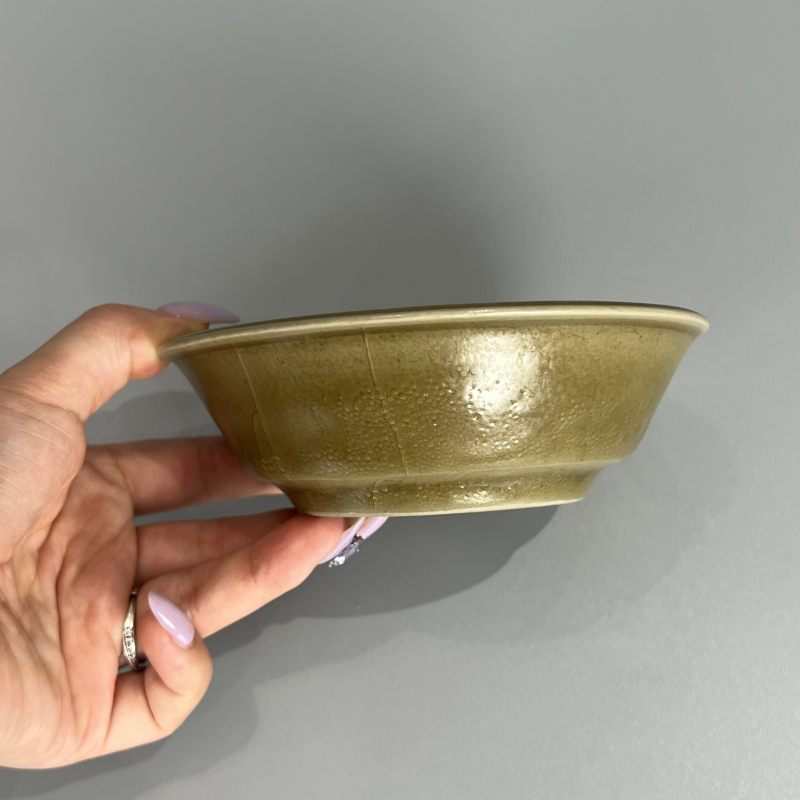 明代 龙泉窑青黄釉直边洗 - 图4