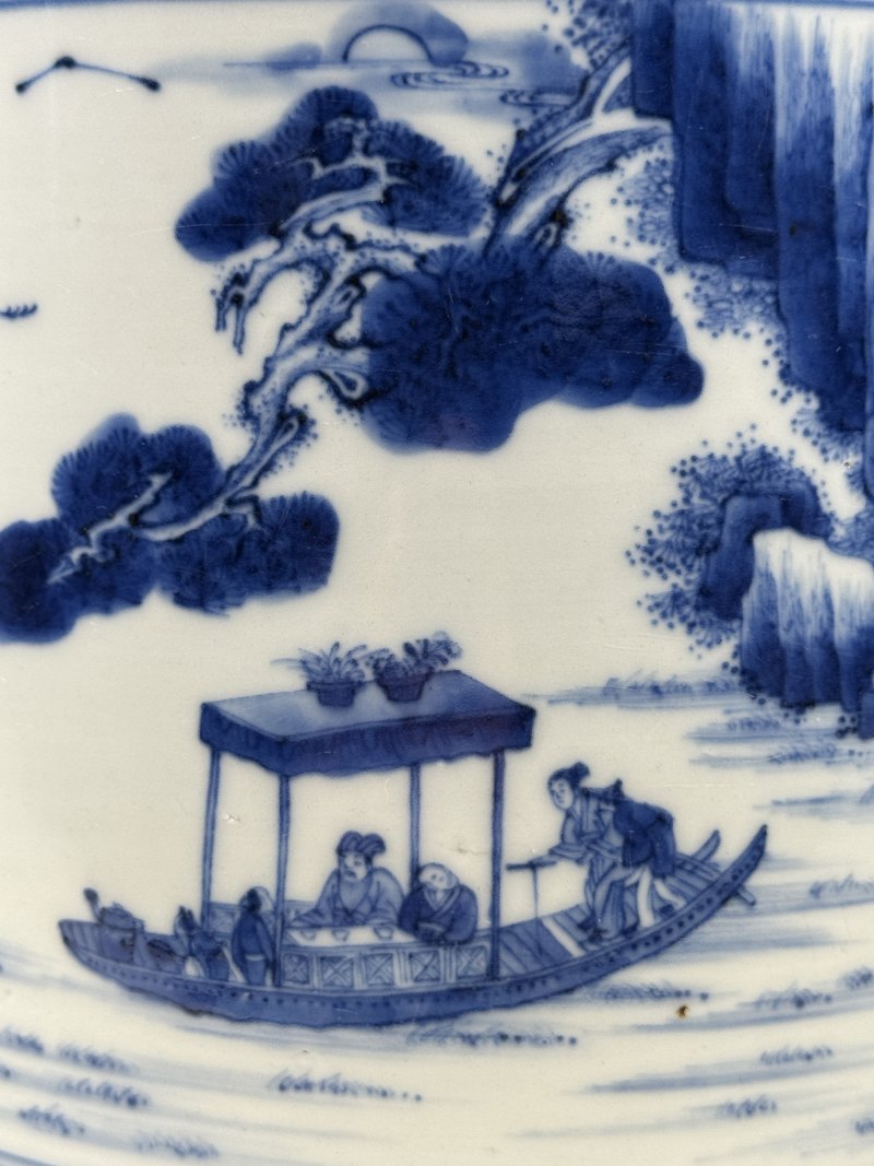 清康熙 青花后赤壁赋魁星点斗诗文笔筒 - 图8