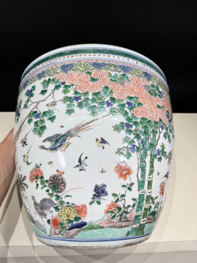 清康熙 五彩百鸟朝凤图大卷缸 - 图13