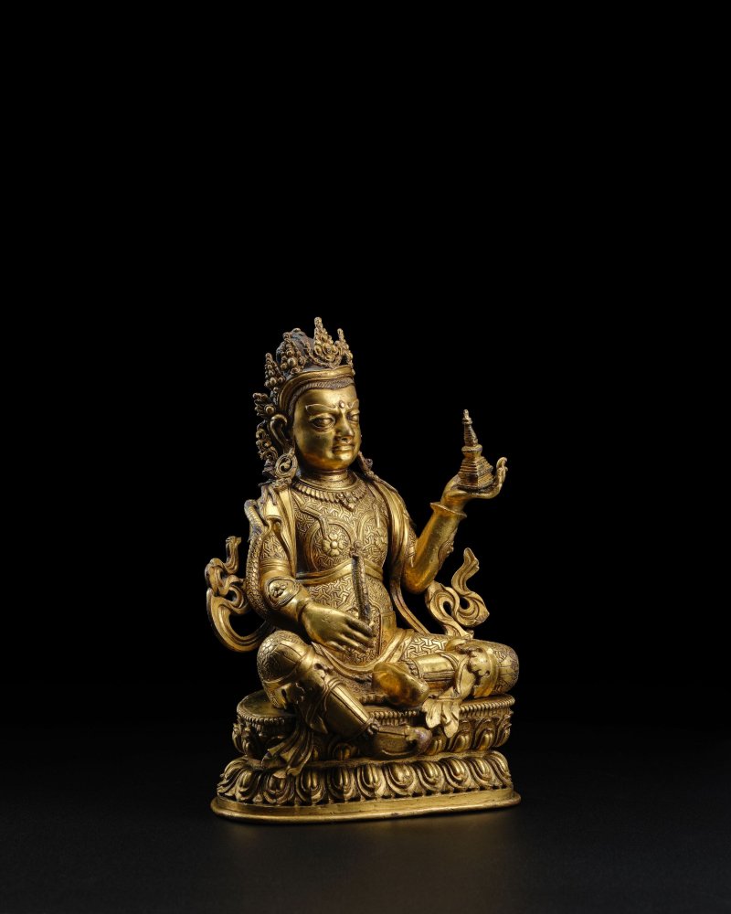西藏 十六世紀 銅鎏金西方廣目天王像 | A GILT COPPER ALLOY FIGURE OF VIRUPAKSHA - 图5
