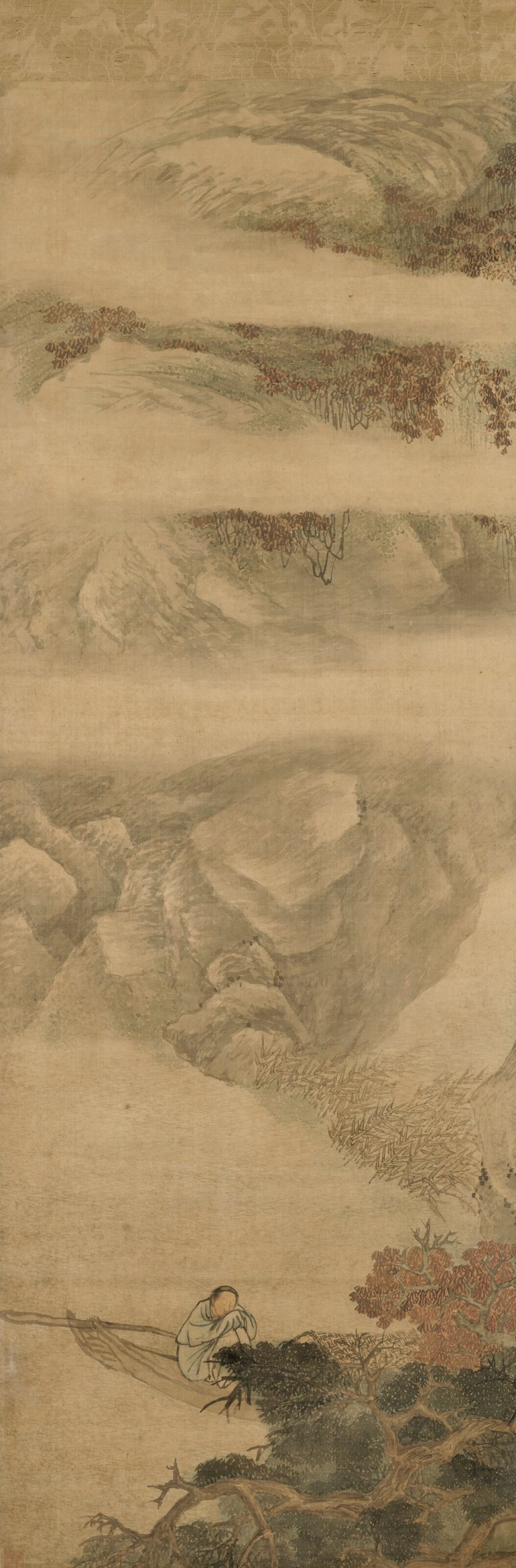 明 盛茂燁（傳，1607-1638）  舟子閑夢圖 - 图1