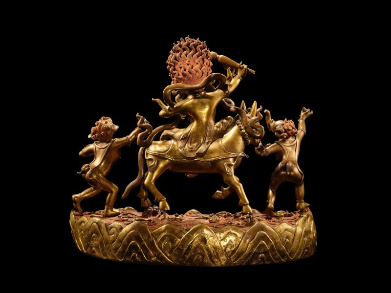 十八世紀　銅鎏金吉祥天母及眷屬像 | A RARE AND LARGE GILT-BRONZE SHRI DEVI AND ATTENDANTS GROUP - 图8