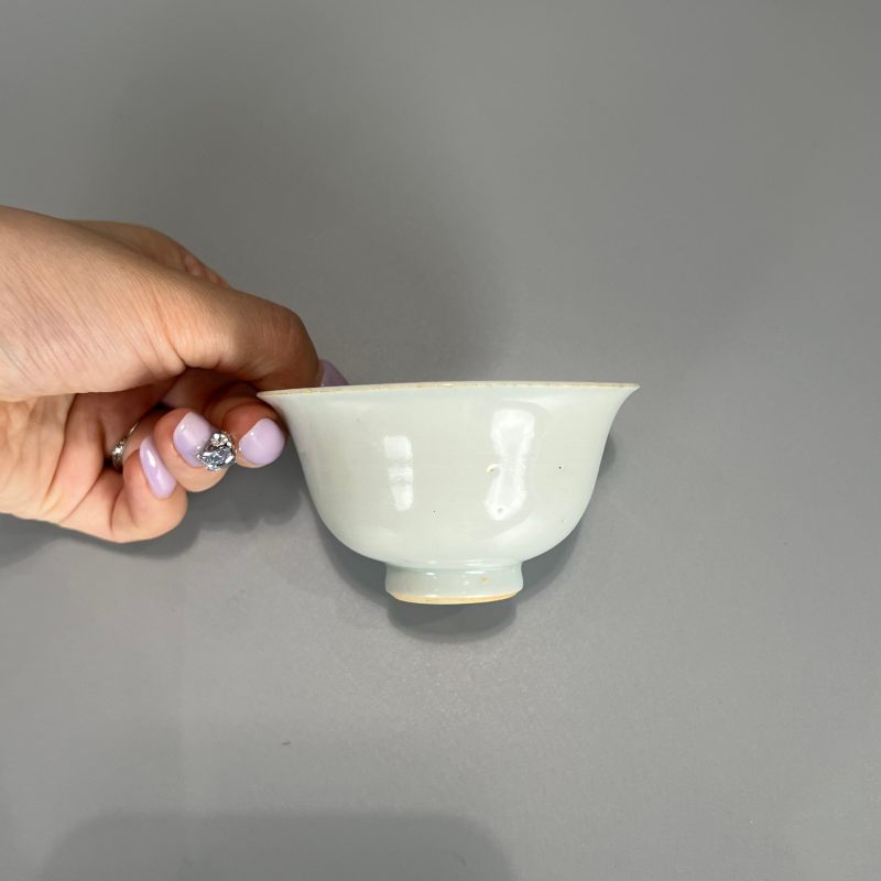 明代 卵白釉印花盏、托一套 - 图14