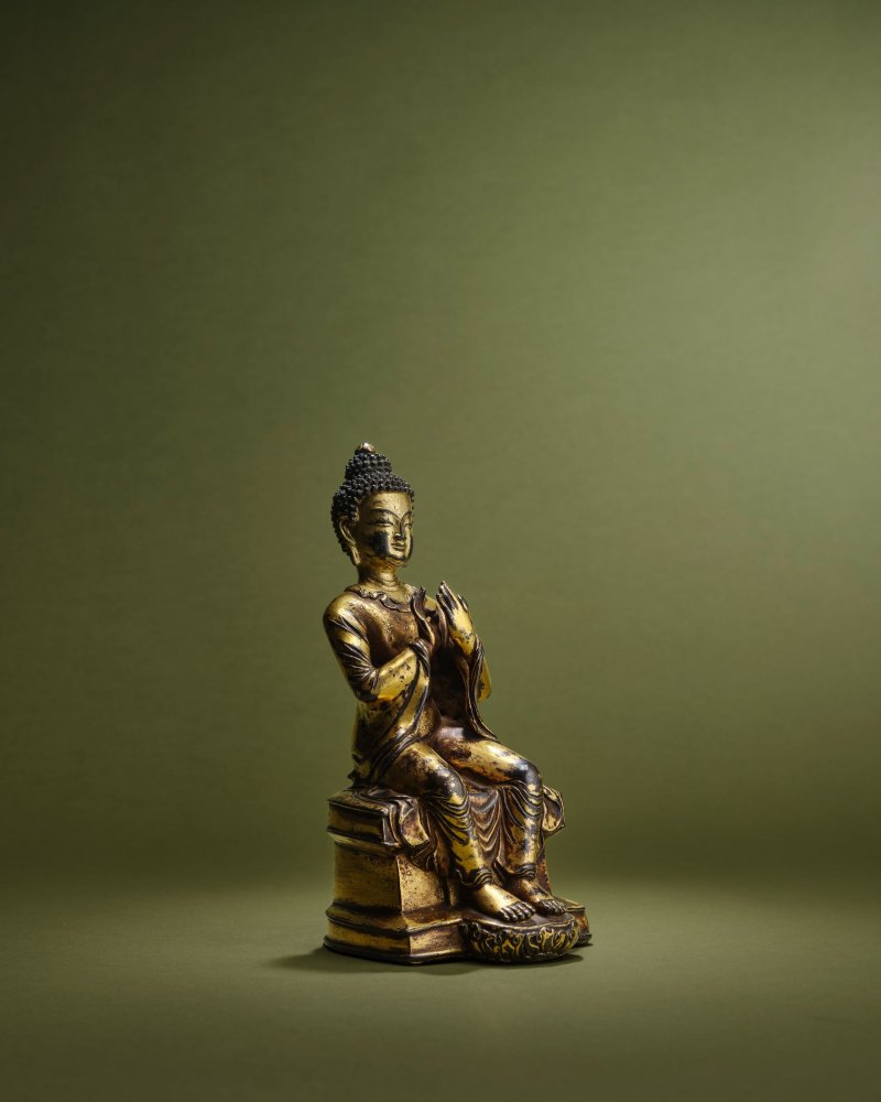 元　銅合金鎏金彌勒菩薩坐像 | A RARE GILT COPPER-ALLOY FIGURE OF BUDDHA MAITREYA - 图6