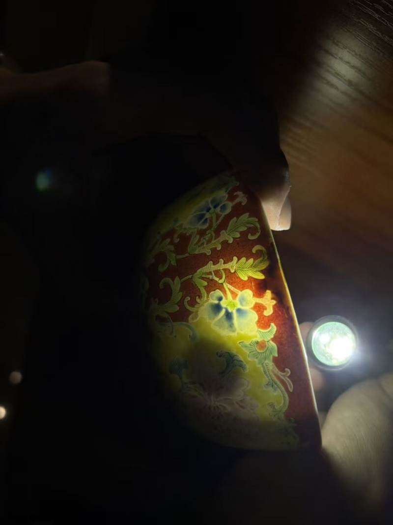    清道光 珊瑚红开光洋彩牡丹纹碗 - 图14