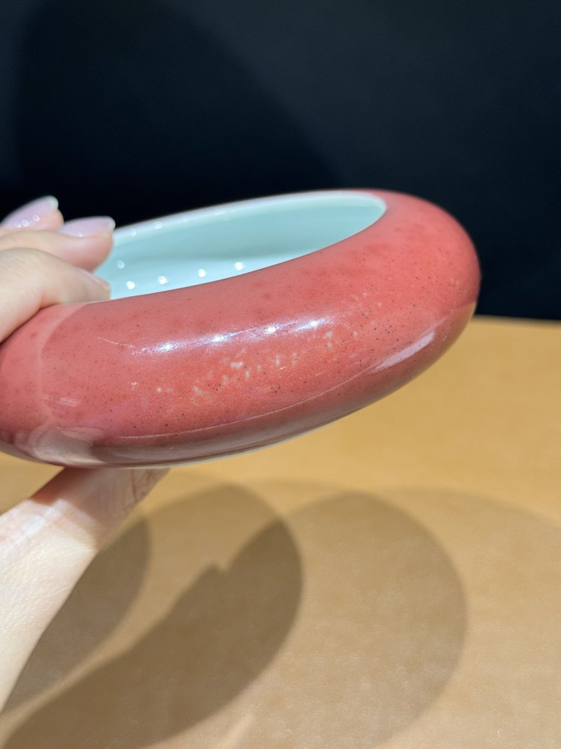 清康熙 豇豆红釉镗锣洗 - 图8