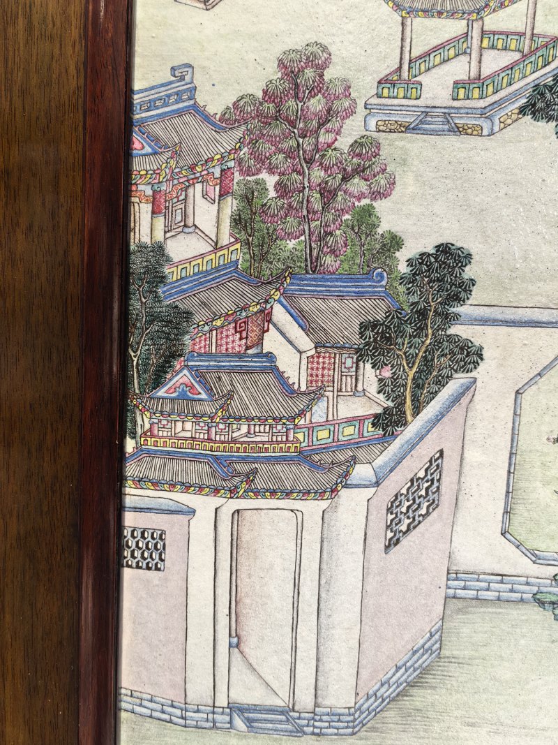 清乾隆 洋彩豫章书院西洋人物瓷板 - 图5