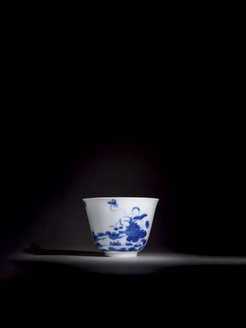 清康熙 青花鸳鸯荷花纹花神杯 - 图3