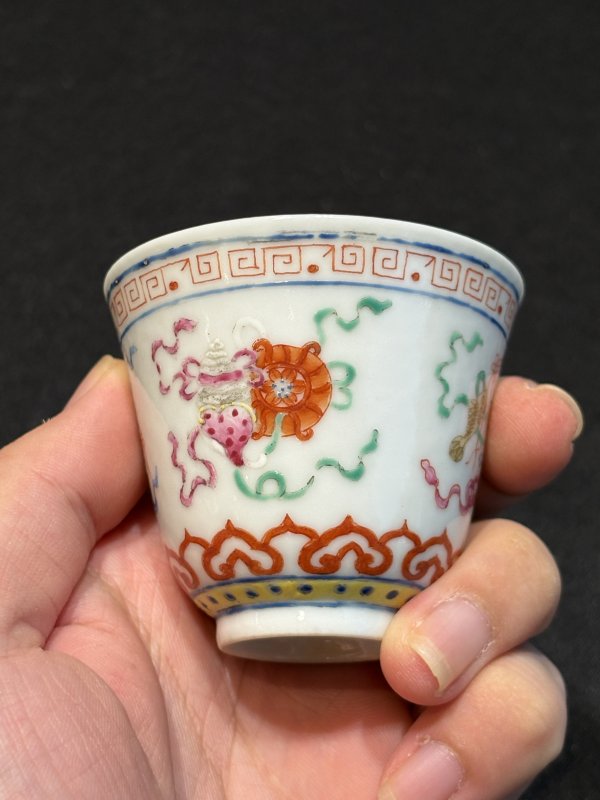 清光緒粉彩八吉祥紋杯一對 - 图16
