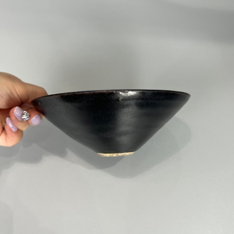 明代 吉州窑黑釉木叶斗笠盏 - 图6