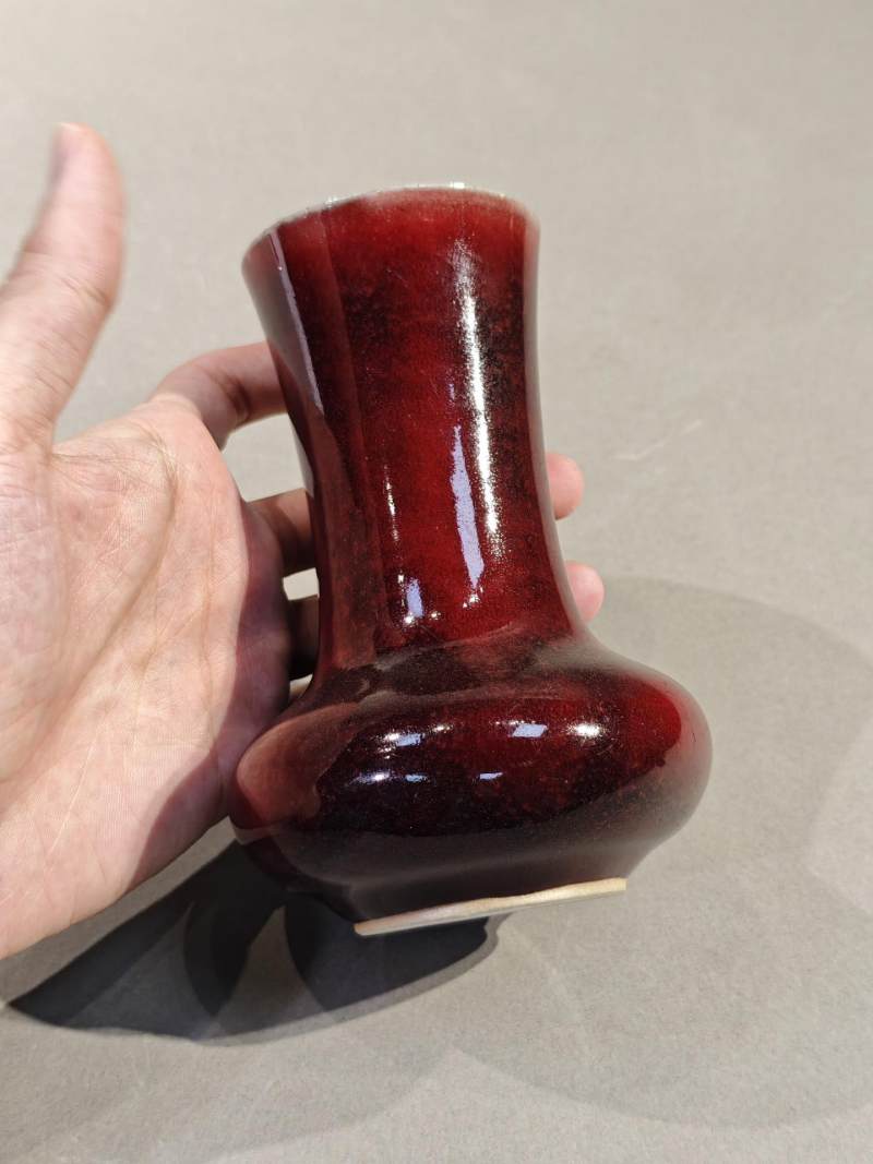    清 郎红釉茡荠瓶 - 图4