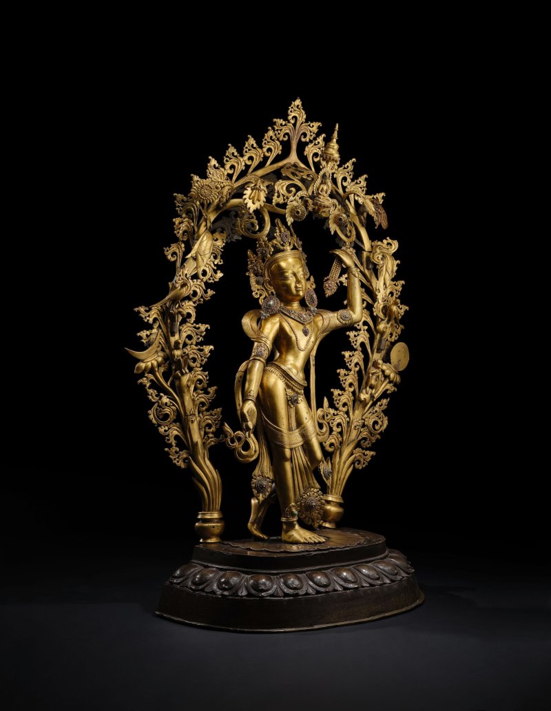 尼泊爾 十九世紀 銅鎏金倚樹觀音像 | A LARGE GILT COPPER ALLOY FIGURE OF CHINTAMANI LOKESHVARA - 图6