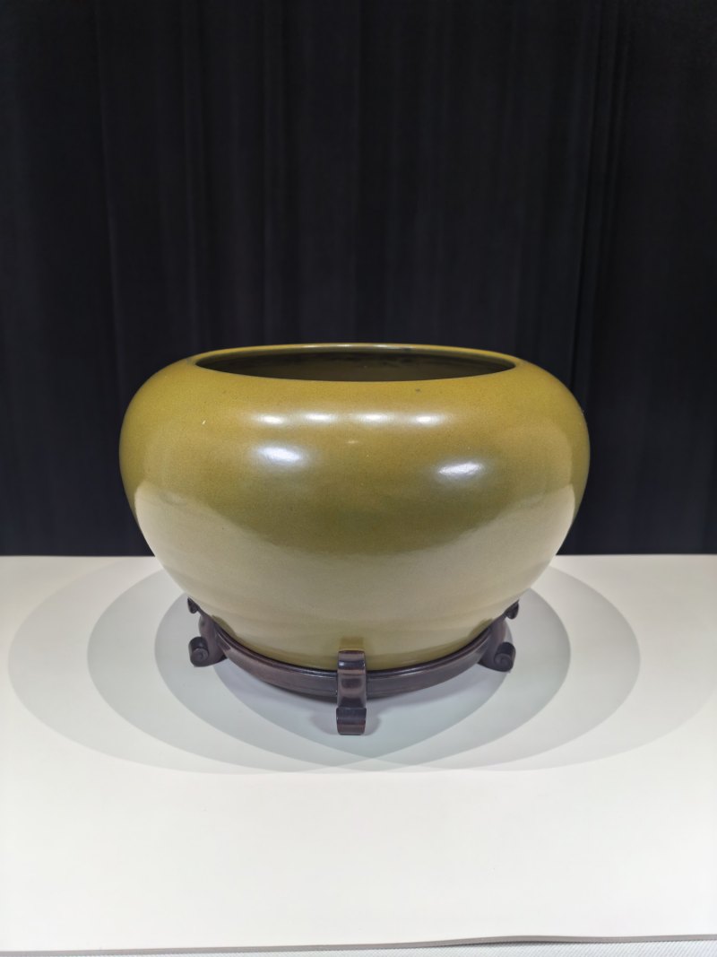 清雍正 茶叶末釉卷缸 - 图5