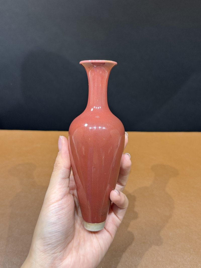清康熙 豇豆红釉柳叶瓶 - 图2