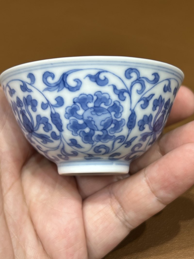 清雍正 青花宝相花纹小杯一对 - 图13