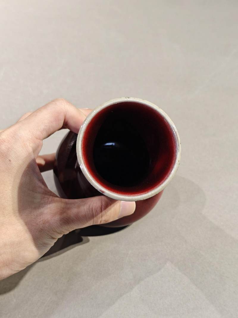    清 郎红釉茡荠瓶 - 图5