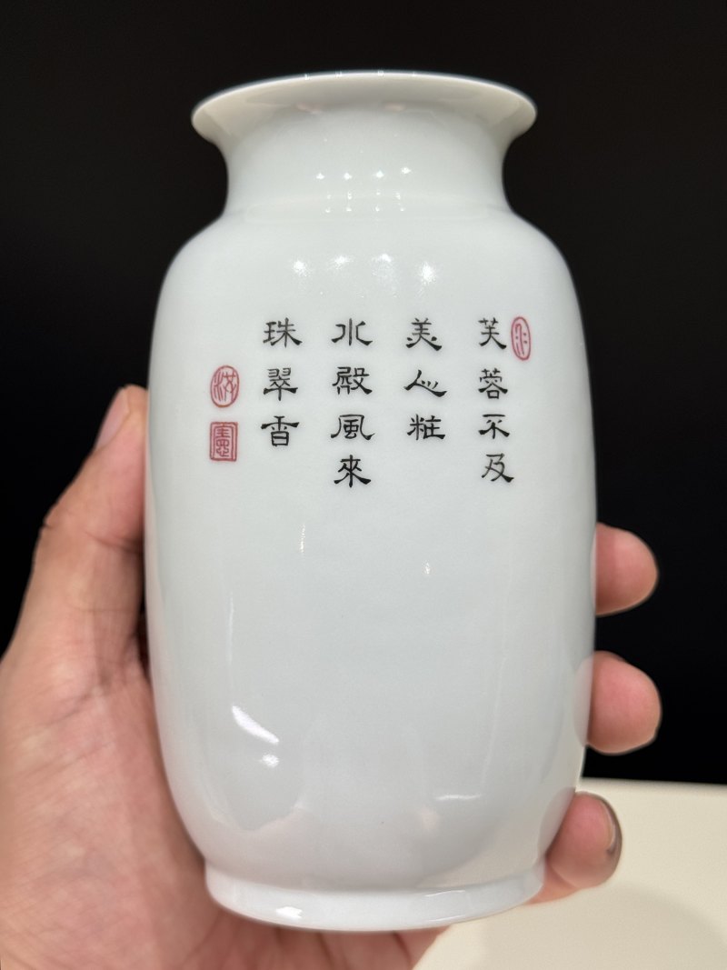 民国 洪宪御制珐琅彩仕女图瓶 - 图9