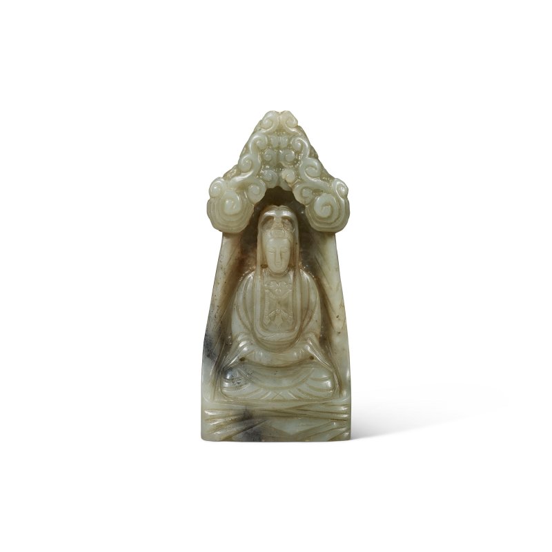 明或以前 青玉觀音山子  MING DYNASTY OR EARLIER