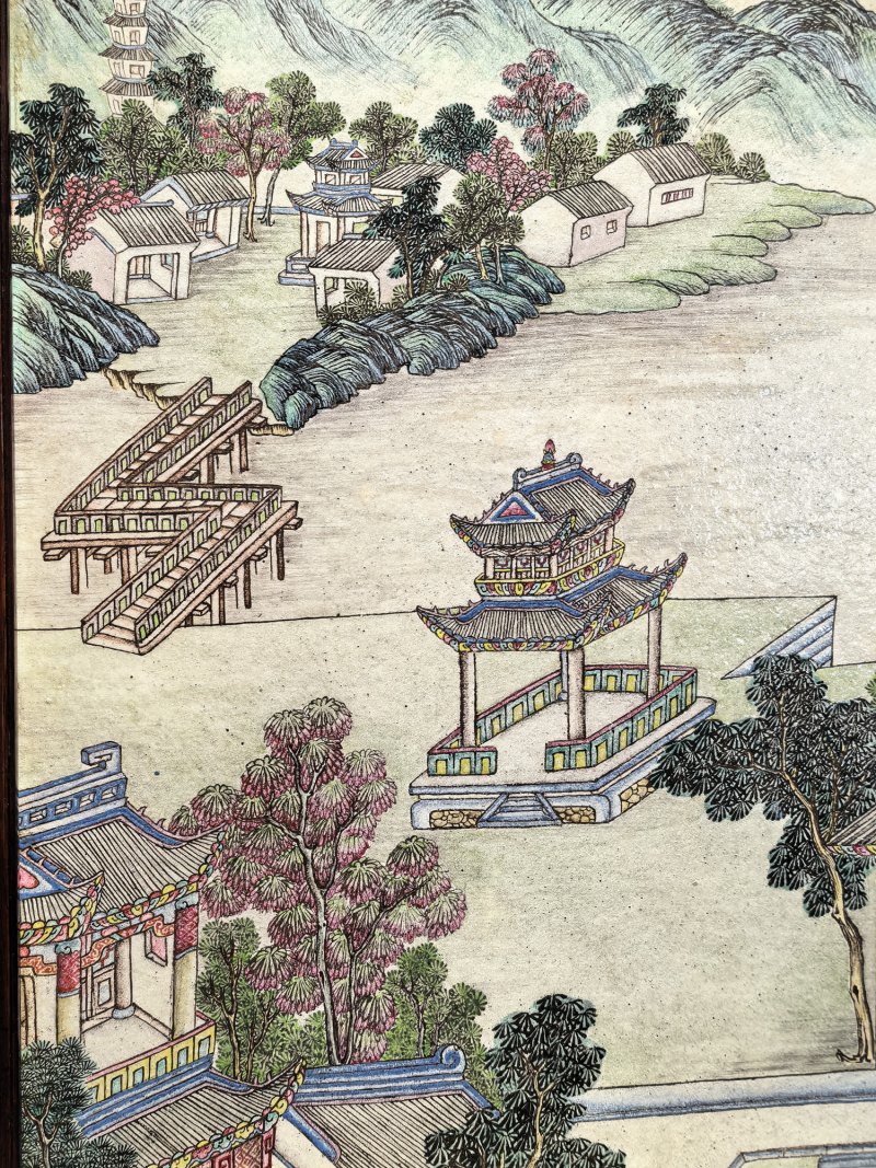 清乾隆 洋彩豫章书院西洋人物瓷板 - 图7