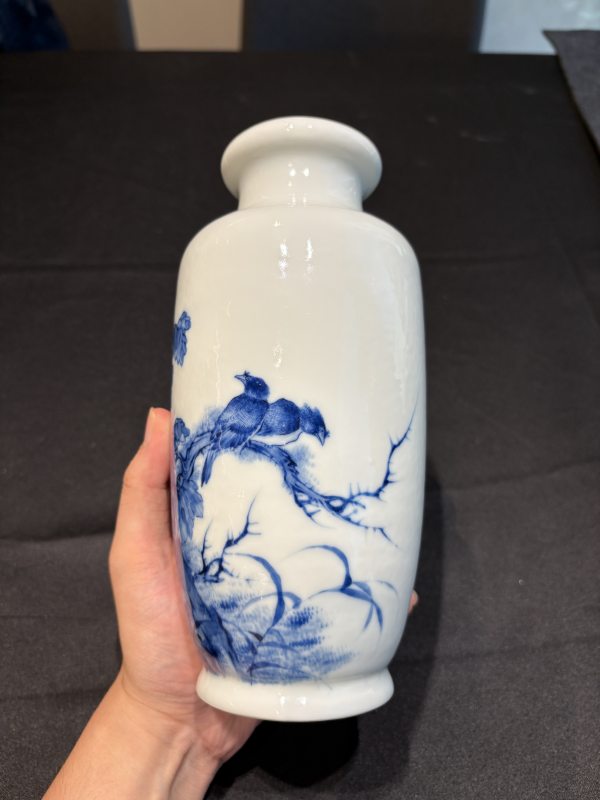 民國王步風格青花花鳥瓶一對 - 图14