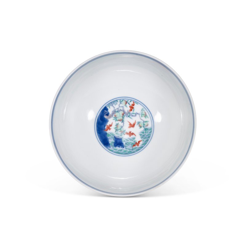 清雍正 鬥彩福壽雙全紋盌 雙圈六字楷書款  YONGZHENG SIX-CHARACTER MARK IN UNDERGLAZE BLUE WITHIN A DOUBLE CIRCLE AND OF THE PERIOD (1723-1735) - 图2